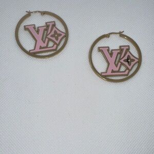 Earrings Luxury Gold and Pink Logo Hoop Earrings Absolutely Gorgeous 😻💯